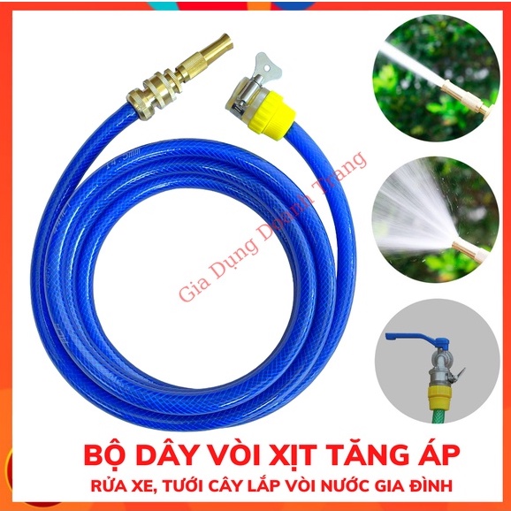 Vòi xịt tăng áp rửa xe tưới cây bằng đồng có chỉnh tia lắp cho vòi nước nhà tiện dụng