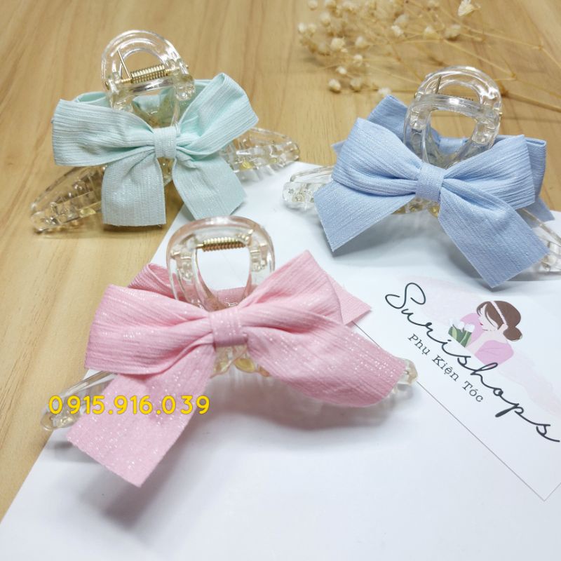 Kẹp Tóc Càng Cua Đính Nơ Kim Tuyến