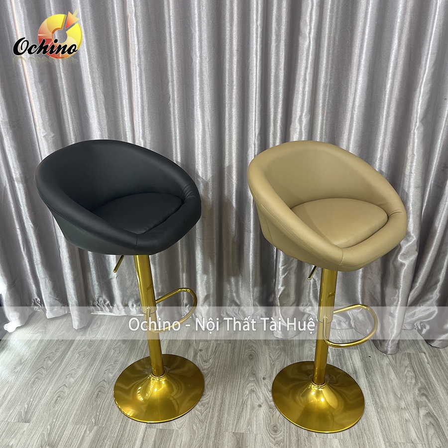 Ghế Quầy Lễ Tân, Ghế Quầy Bar Mẫu Nỉ Da Liền Tay Chân Vàng K1 Tĩnh Điện Điều Chỉnh Độ Cao 60/80 Và Xoay 360 Độ