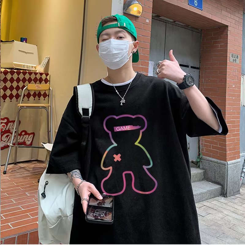 Áo Thun Nam Tay Ngắn Cổ Tròn Dáng Rộng Bằng Cotton Thời Trang Mùa Hè Kiểu Mới Cỡ S-3XL