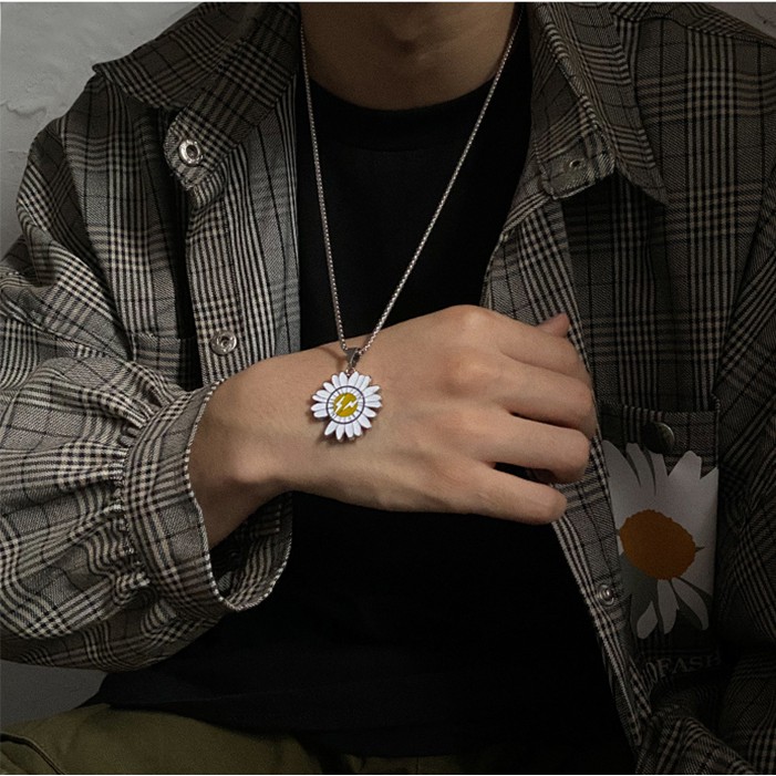 Vòng đeo cổ hình HOA CÚC GD- Dây chuyền vòng bi hợp kim unisex nam nữ đeo đôi phụ kiện trang sức thời trang