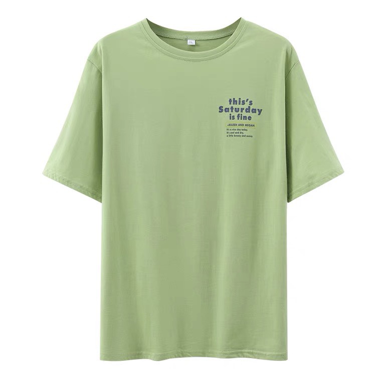 Áo phông nam nữ tay lỡ in chữ saturday, thun cotton dày dặn freesize dưới 75kg