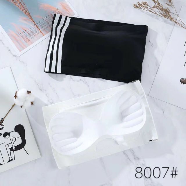 Áo quây không dây đúc su Croptop Kẻ Sọc Thể Thao Có Đệm Ngực 8007