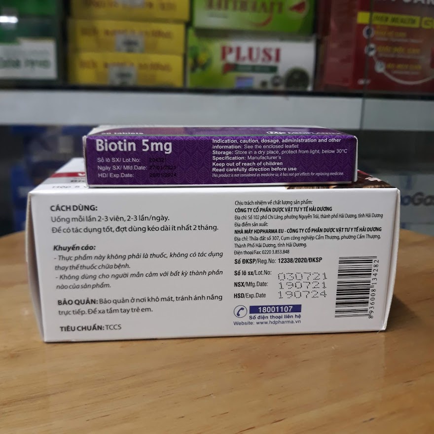 Viên uống Biotin - vitamin H chống rụng tóc,giúp tóc và móng chắc khoẻ,da trắng mịn