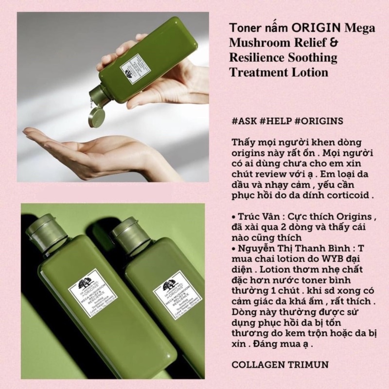 Nước cân bằng da Toner Nấm ORIGINS MEGA MUSHROOM RELIEF &amp; RESILIENCE SOOTHING TREATMENT LOTION