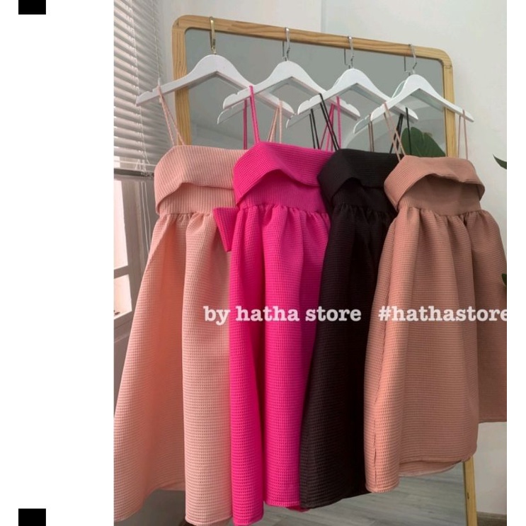Đầm BABYDOLL Nơ 2 dây cột nơ lưng from bồng siêu đáng yêu