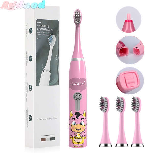 Bàn Chải Đánh Răng Điện Sonic 4 Đầu Thay Thế Chống Thấm Nước IPX7 Cho Trẻ Em