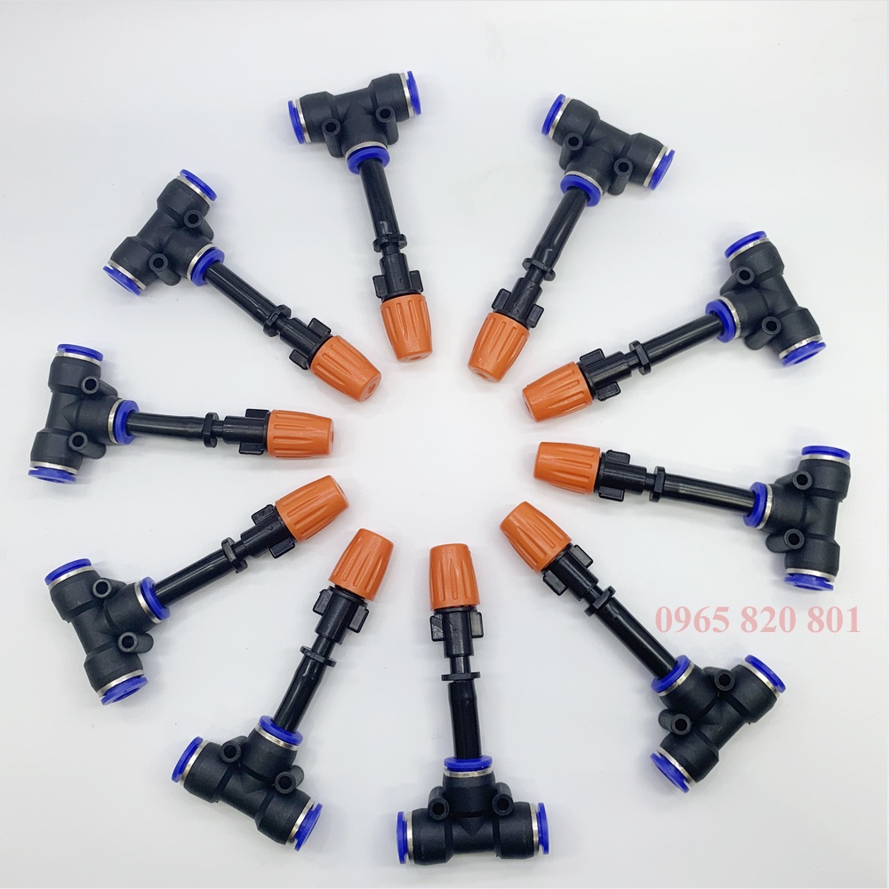 Bộ 10 béc phun sương đơn CAM kèm T nối nhanh 8mm