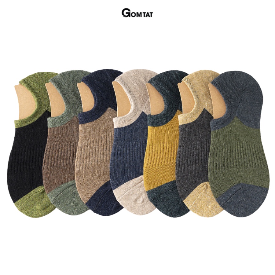 Set 7 Đôi Tất Nam Cổ Ngắn GOMTAT Cao Cấp, Vớ Cổ Ngắn Nam Có Miếng Đệm Cao Su Chống Tuột Gót - NAMCN-CC-01