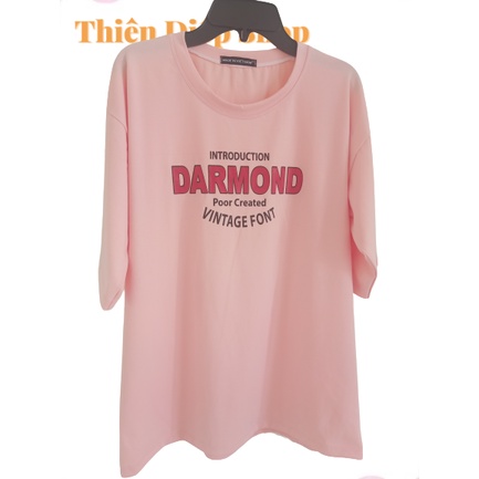 Áo thun nữ form rộng, tay lỡ, in chữ DARMOND 2 màu in, chất liệu cotton 100% đủ màu mềm, mịn, mát free size