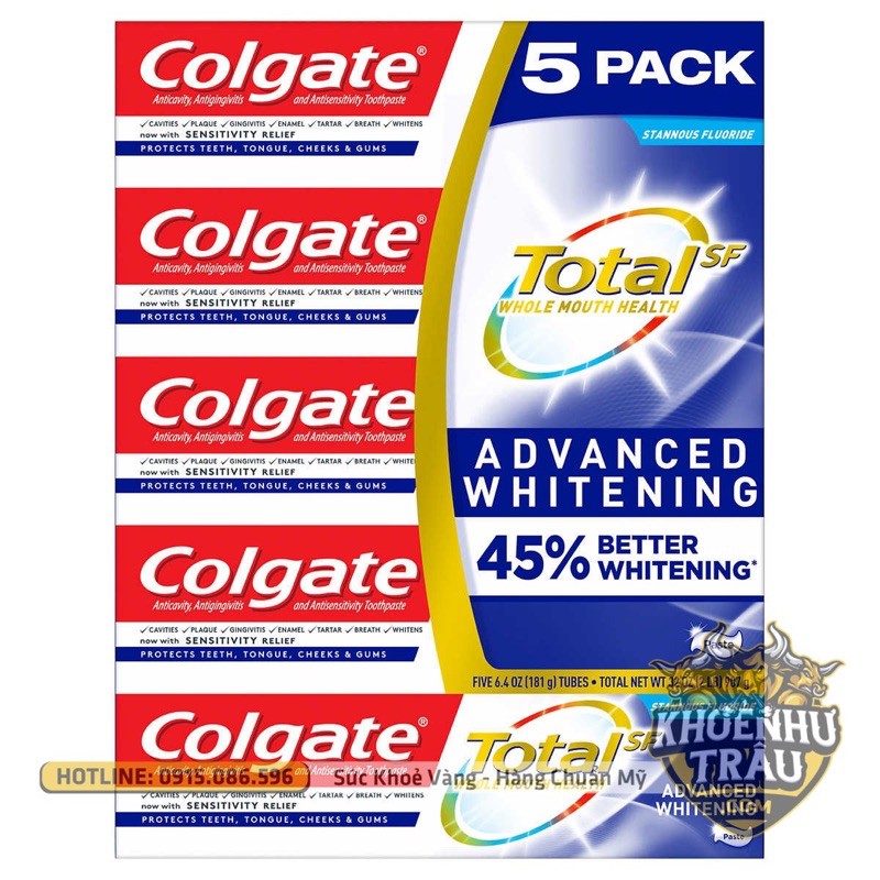 Kem đánh răng Colgate total Advanced trắng hơn 45%