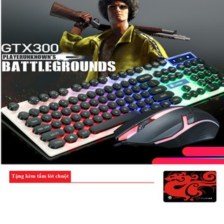 Combo Bàn phím và Chuột giả cơ nút tròn GTX300 - 2019 LED 7 màu siêu đẹp+ Tặng Lót Chuột