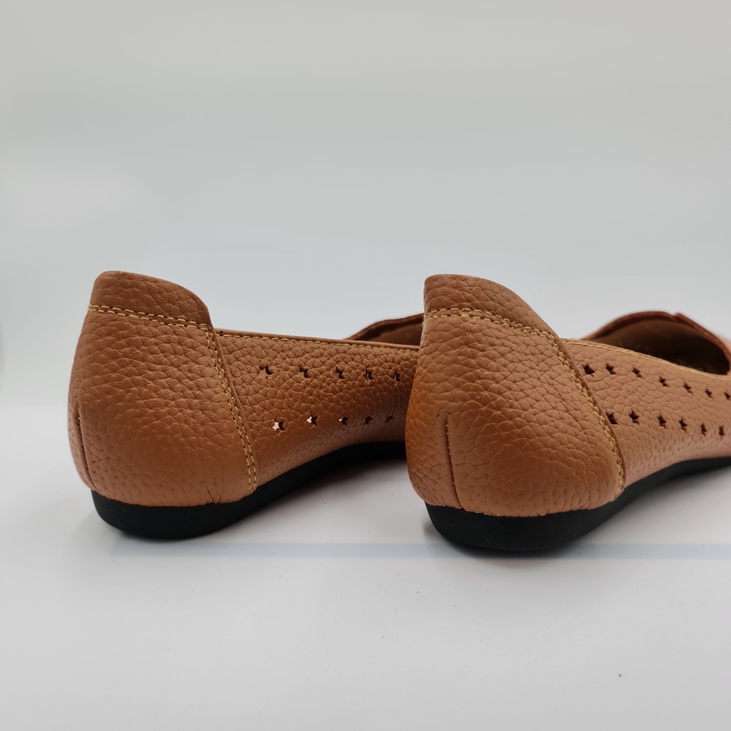 Giày bệt nữ mũi tròn da bò LUNASHOES 1076 đế tpr chống trơn lót êm siêu bền bảo hành 2 năm