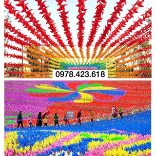 Combo 400 chong chóng 20cm: 80 đỏ, 80 vàng, 80 hồng, 80 xanh dương, 80 tím treo trang trí