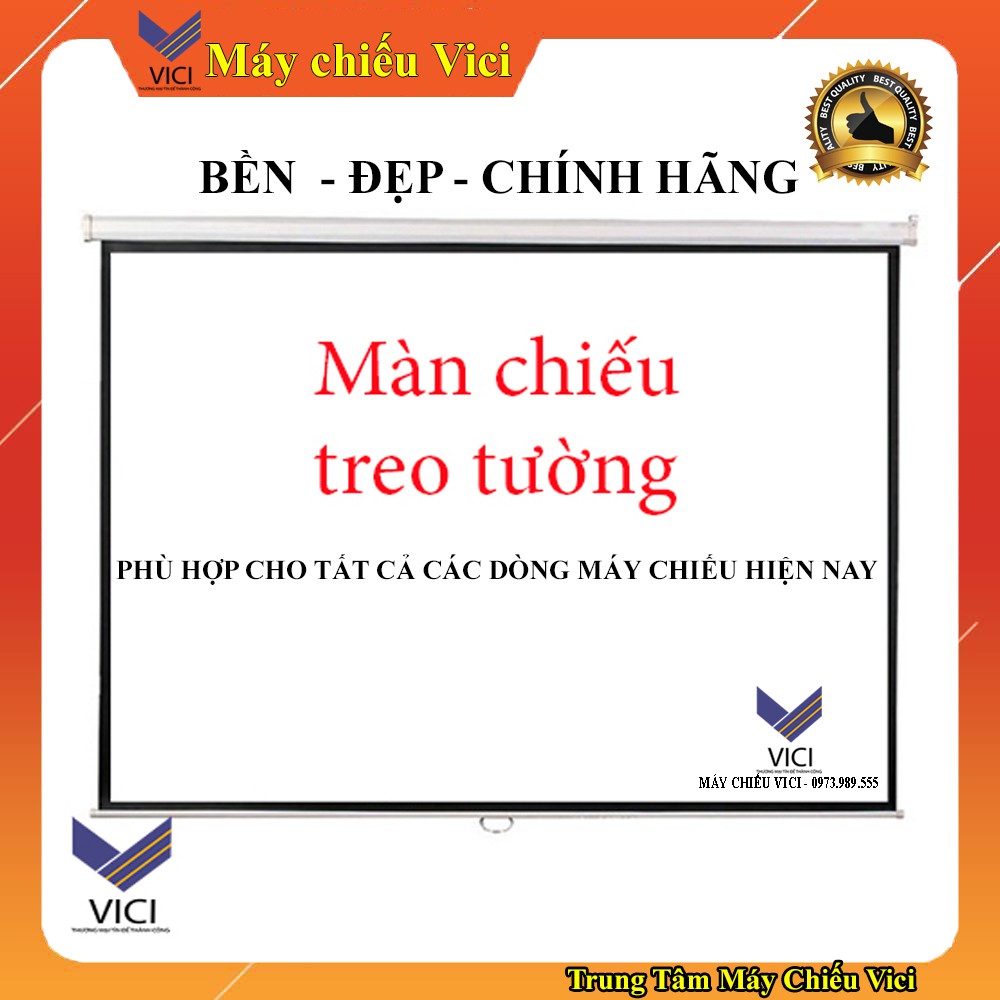 Màn Chiếu Treo Tường Kéo Tay. Chuyên dụng phù hợp tất cả máy chiếu hiện nay sắc nét, Đọ gain 1.3, không hạn chế góc nhìn