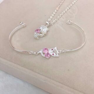 🌟 🌟 🌟 Set Hồ ly ôm ngọc trai bạc chuẩn