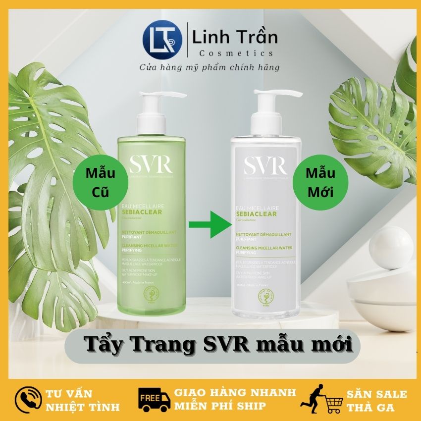 Tẩy trang SVR cho da dầu mụn, nước làm sạch da và giúp loại bỏ dầu cho da dầu, da mụn, da nhạy cảm
