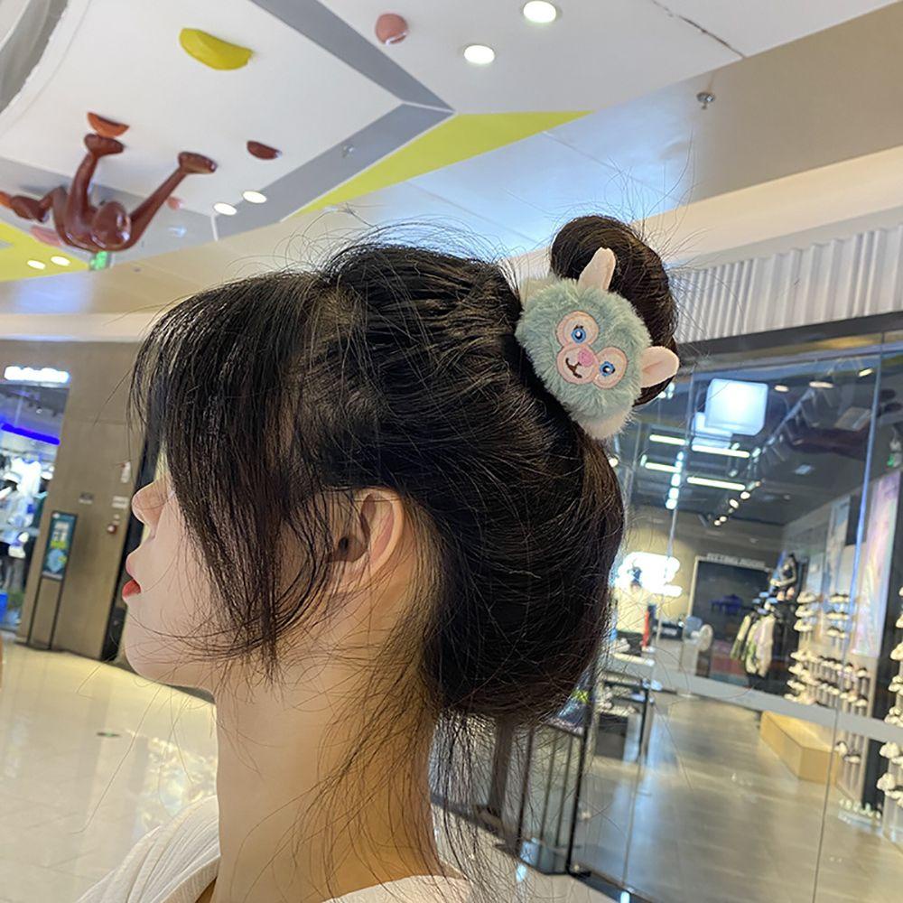 QQMALL Dây Cột Tóc Lông Nhung Hình Thỏ Hoạt Hình Dễ Thương Cho Nữ