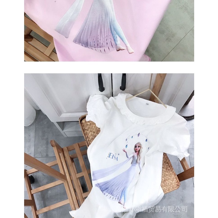 Đầm Ngủ Cotton Tinh Khiết In Hình Công Chúa Elsa Trong Phim Frozen Cho Bé Gái