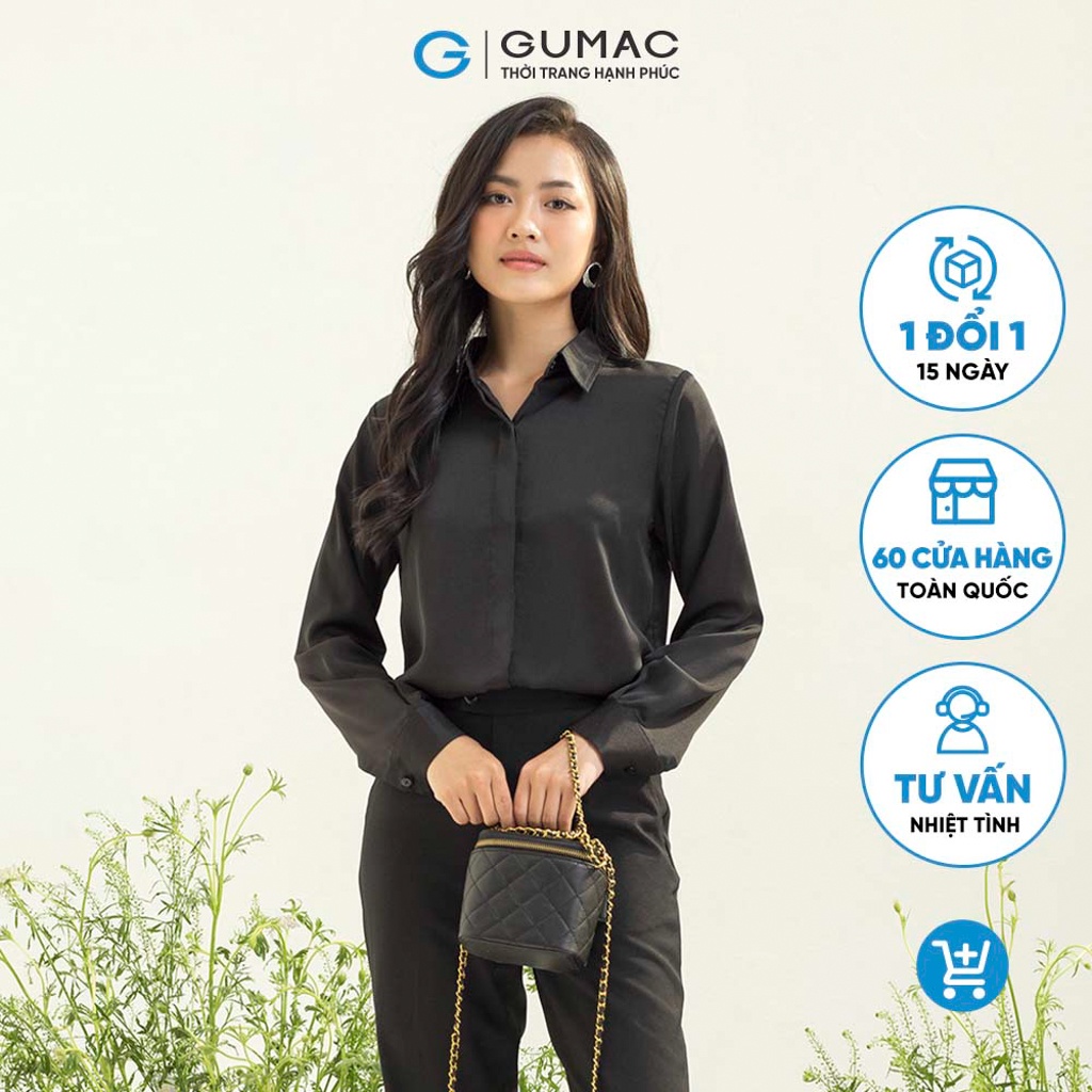 Áo sơ mi giấu nút thời trang GUMAC AC03011
