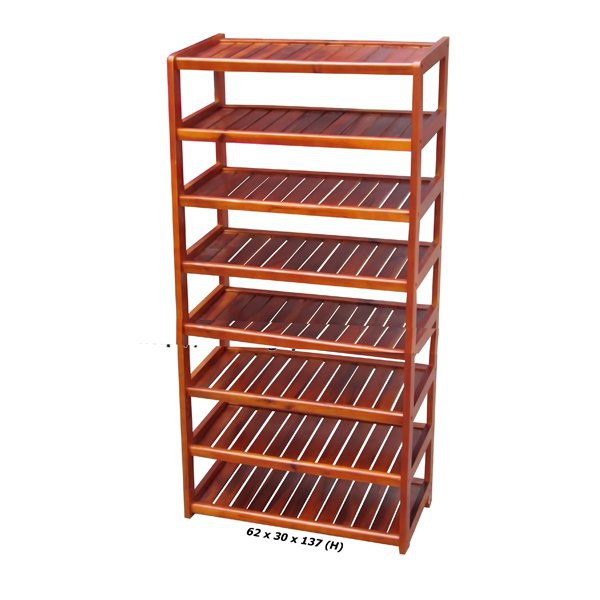 Kệ giày dép 8 tầng rộng 60cm 47wood, gỗ cao su chắc chắn