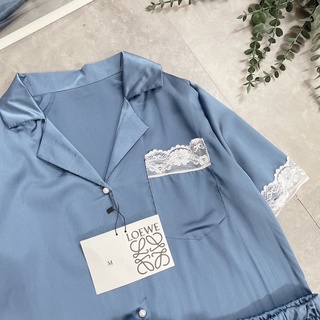 Bộ lụa quần dài viền ren