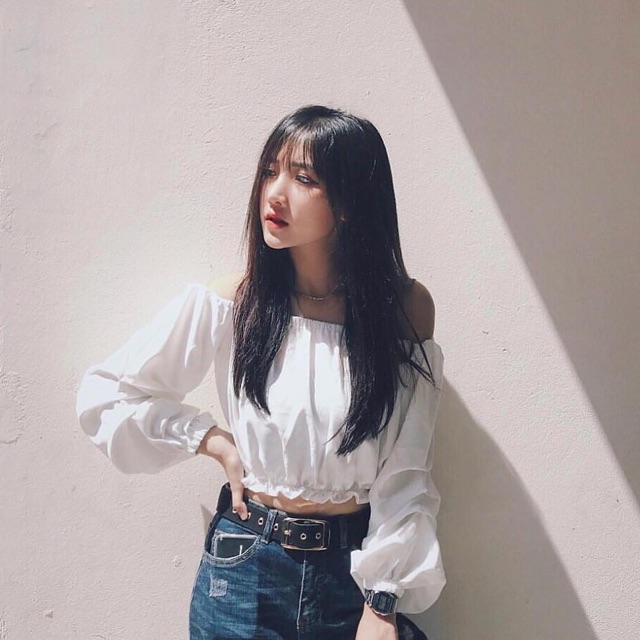 ÁO TRỄ VAI - ÁO KAIA CROPTOP TAY DÀI - KÈM ẢNH THẬT TRẢI SÀN