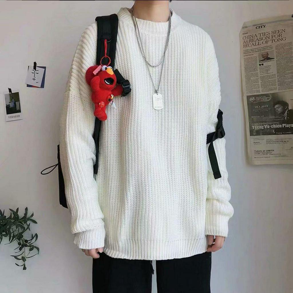 Áo Sweater nam dáng rộng thời trang cá tính dành cho áo dài tay round áo len simple korean style retro for men