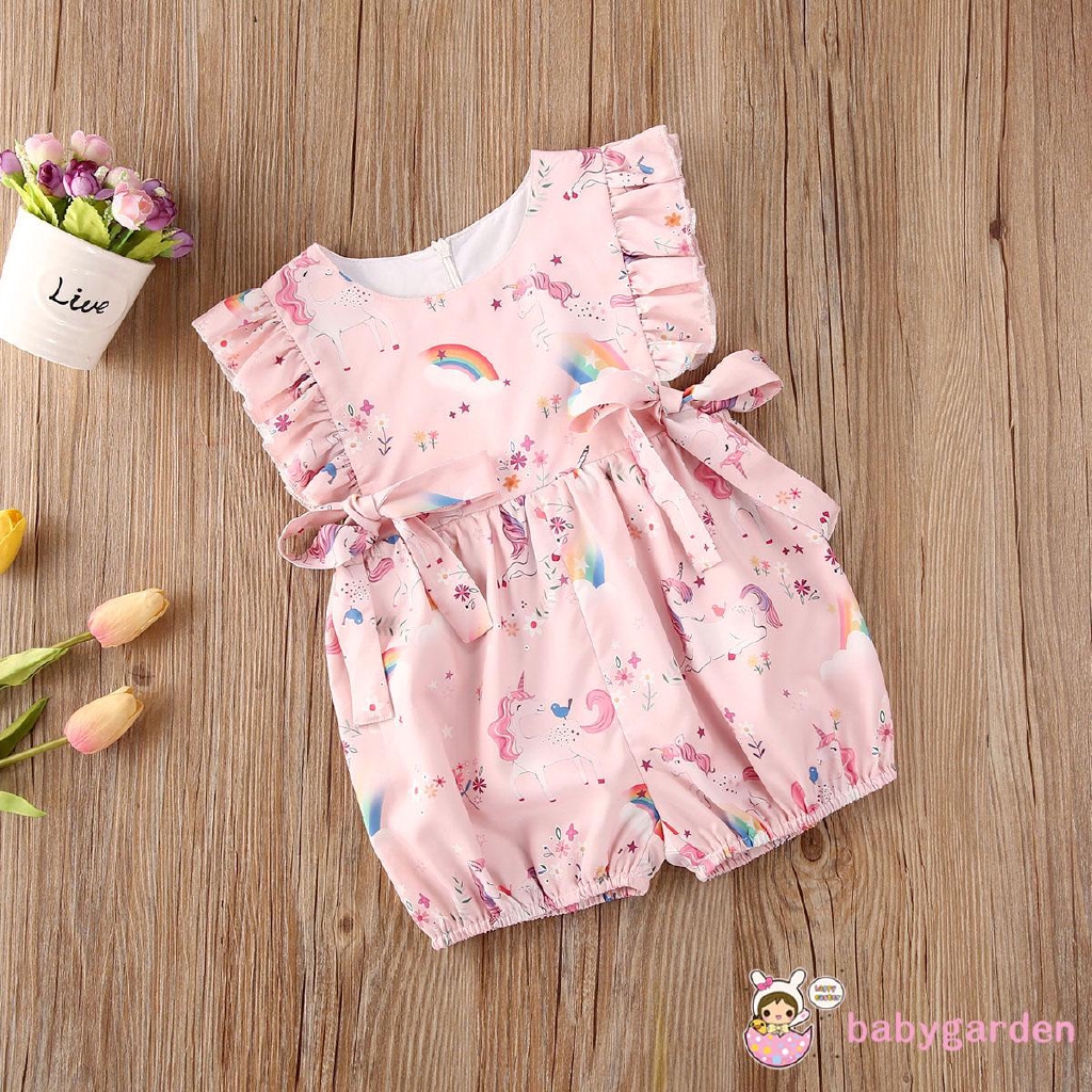 Áo liền quần họa tiết kỳ lân hoạt hình xinh xắn đáng yêu dành cho bé gái