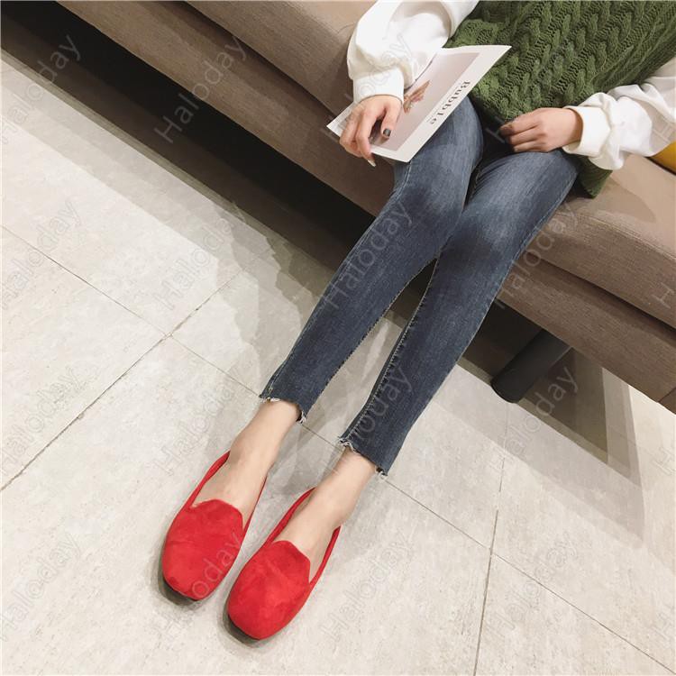 Giày Lười Da Lộn Đế Mềm Phối Nhung Ấm Áp Hợp Thời Trang Mùa Đông Size 35-41