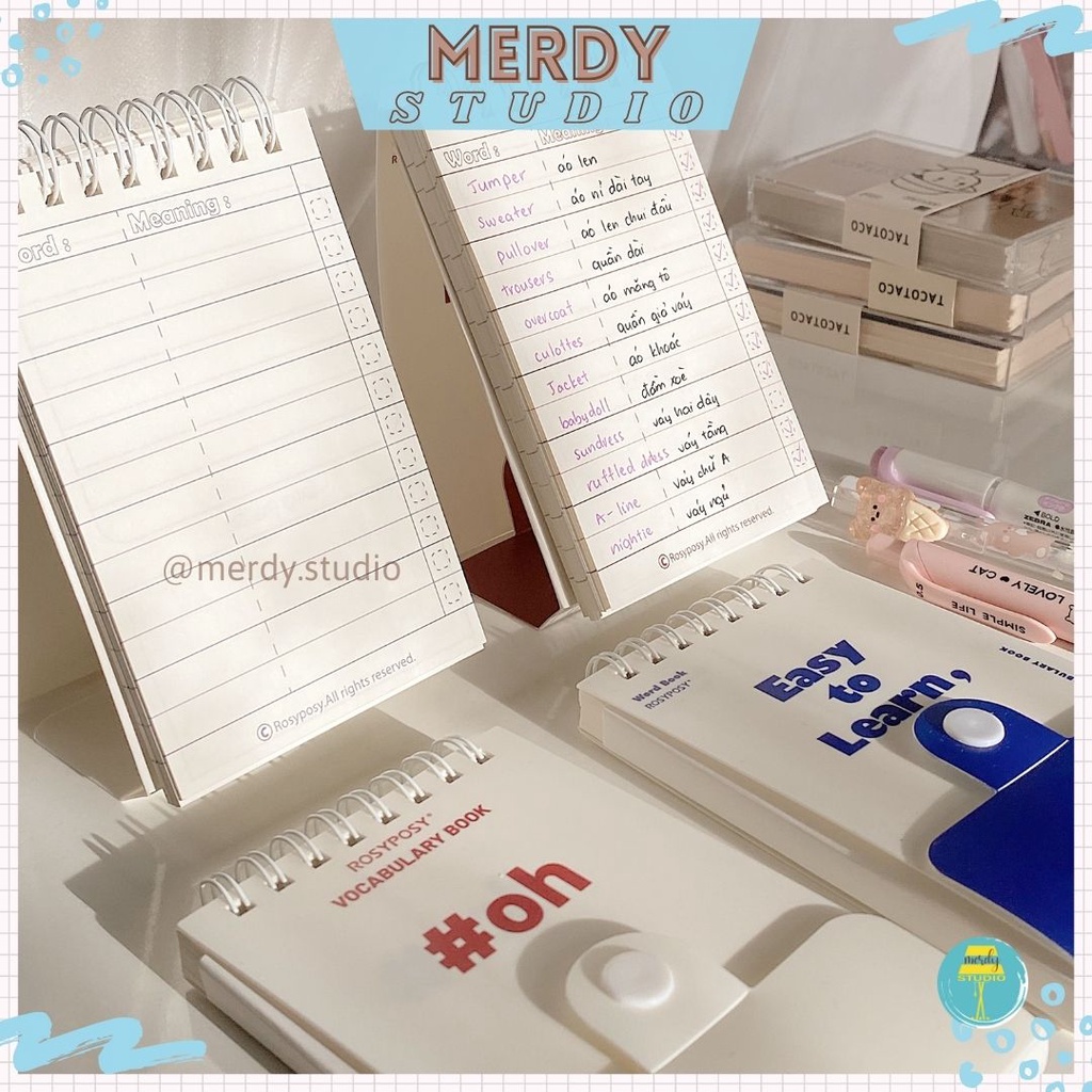 Sổ từ vựng Word Book RosyPosy học 1000 từ có thể gấp thành dáng đứng