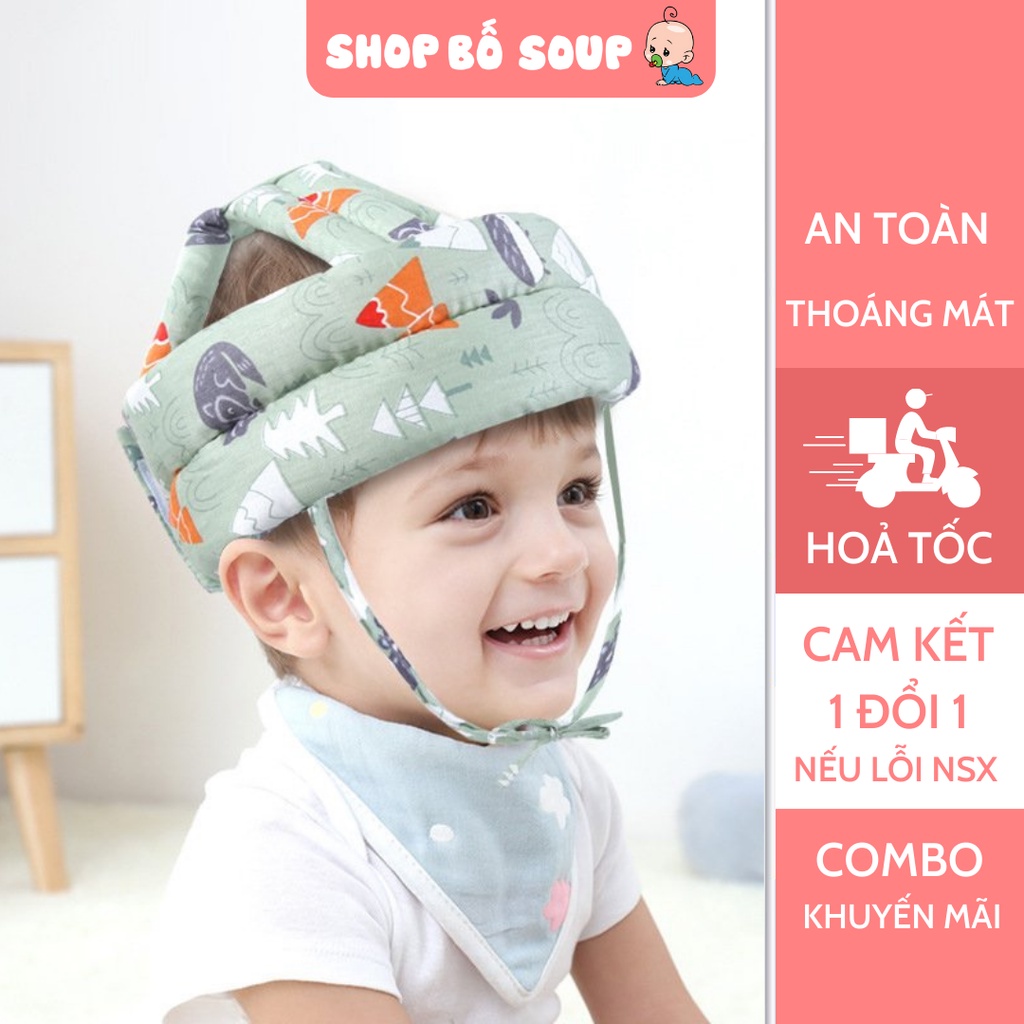 Mũ bảo vệ đầu cho bé tập đi, mũ cho bé tập ngồi dùng cho trẻ từ 5-36 tháng tuổi Shop Bố Soup