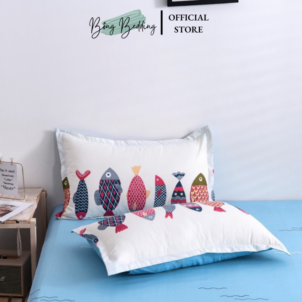 Bộ Chăn Ga Gối Cotton Poly Cá Trắng HIN BEDDING Miễn Phí Bo Chun