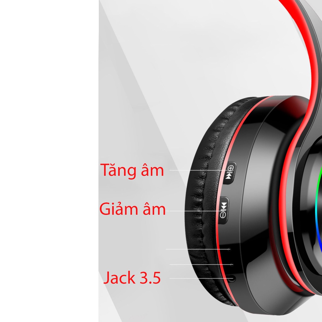 Tai nghe bluetooth chụp tai Led B39 - bluetooth 5.0 tặng kèm jack cắm PC