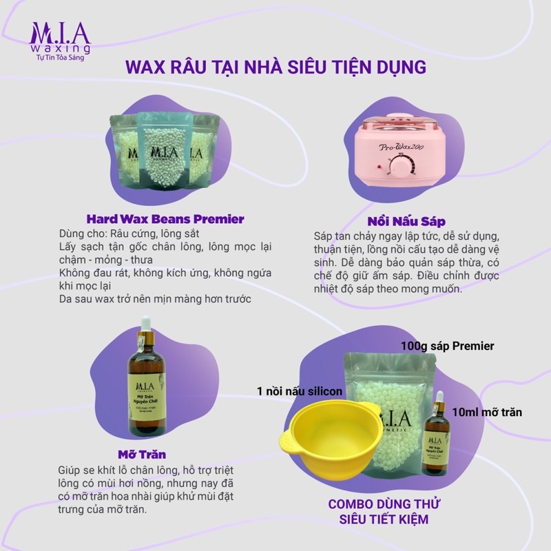 Set Sáp Wax Râu, Sáp Tẩy Lông cao cấp siêu bám lông