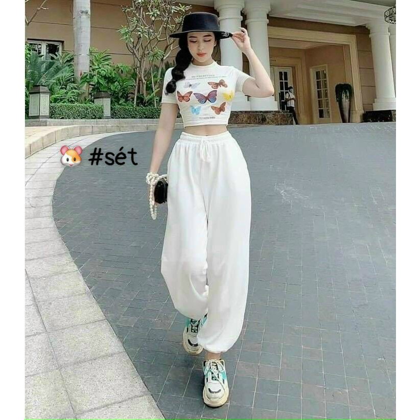 sét bộ thun borip croptop in hình