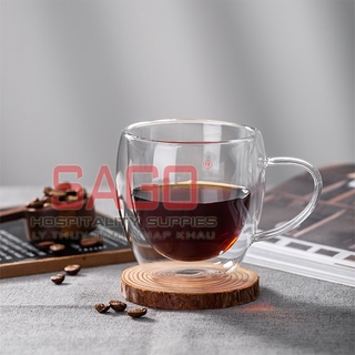 Ly thủy tinh , cốc thủy tinh delisoga borosilicate espresso cup 250ml | thủy tinh 2 lớp chịu nhiệt cao cấp