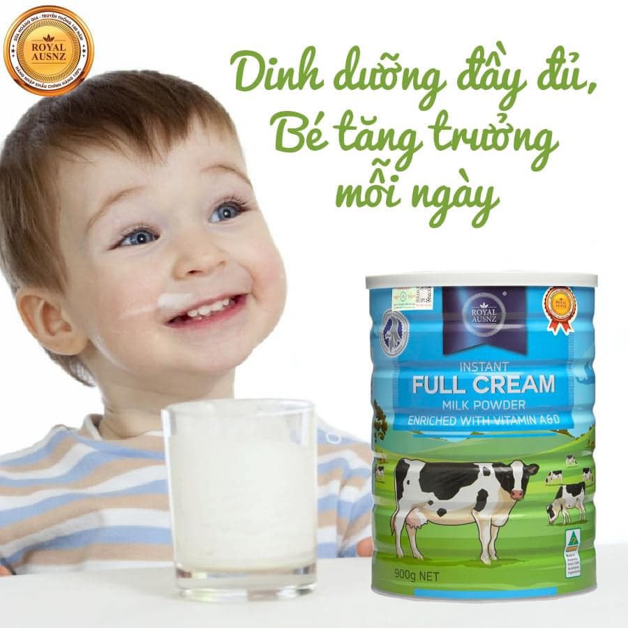 Sữa Hoàng Gia Úc ROYAL AUSNZ Bột Nguyên Kem Full Cream Milk Powder bổ sung Vitamin A&D hộp 900G