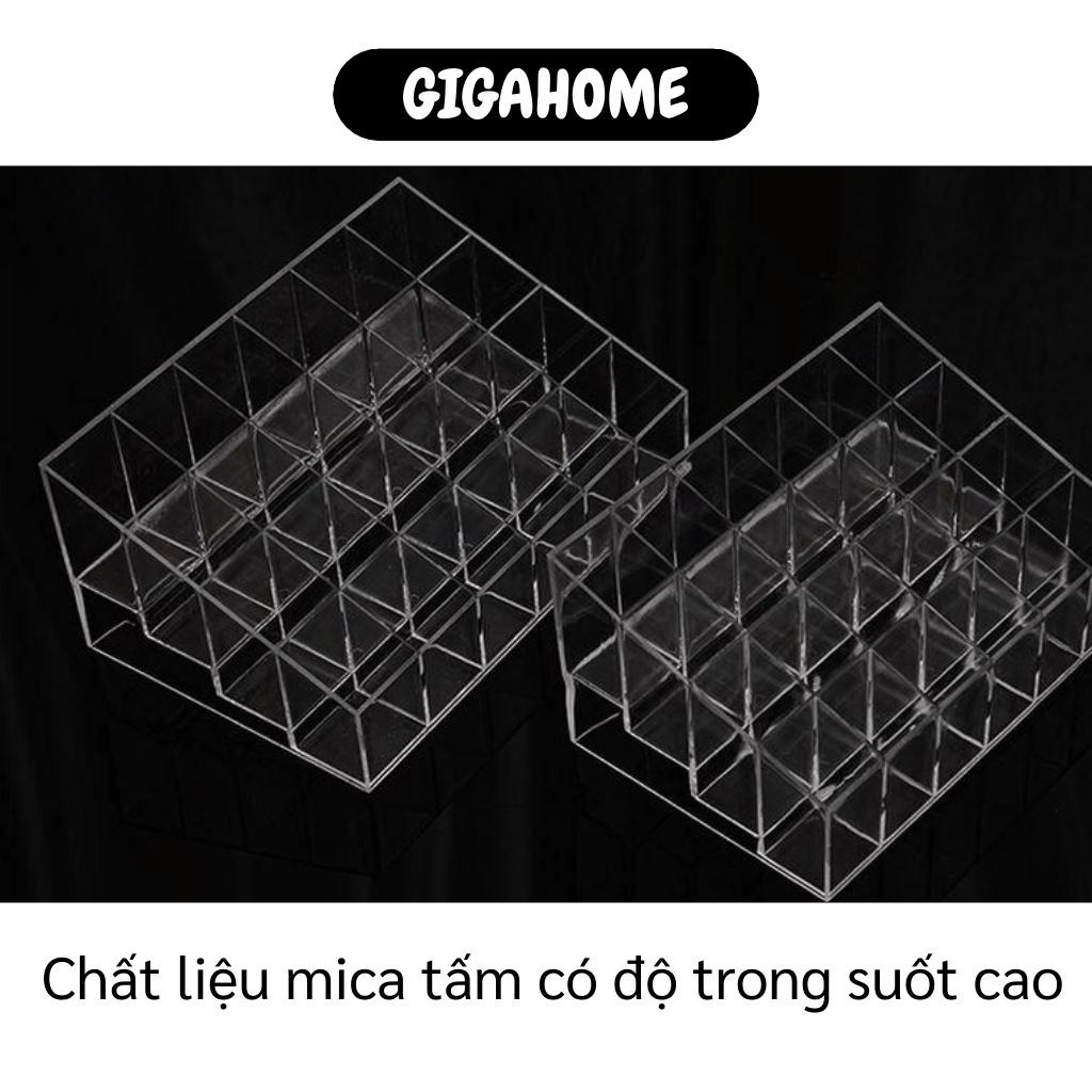 Khay đựng son trong suốt 24 ô GILA HOME chất liệu mica siêu bền kích thước 14*10*7cm