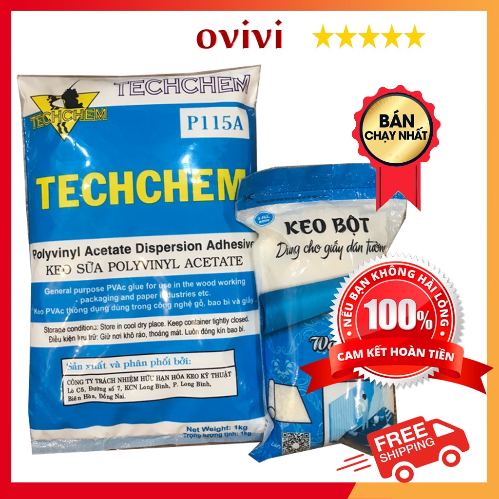 Keo Sữa Dán Giấy Dán Tường Atm Techchem Latex Làm Slime Dán Sàn Gỗ Vải Siêu Dính Bịch Túi 1Kg