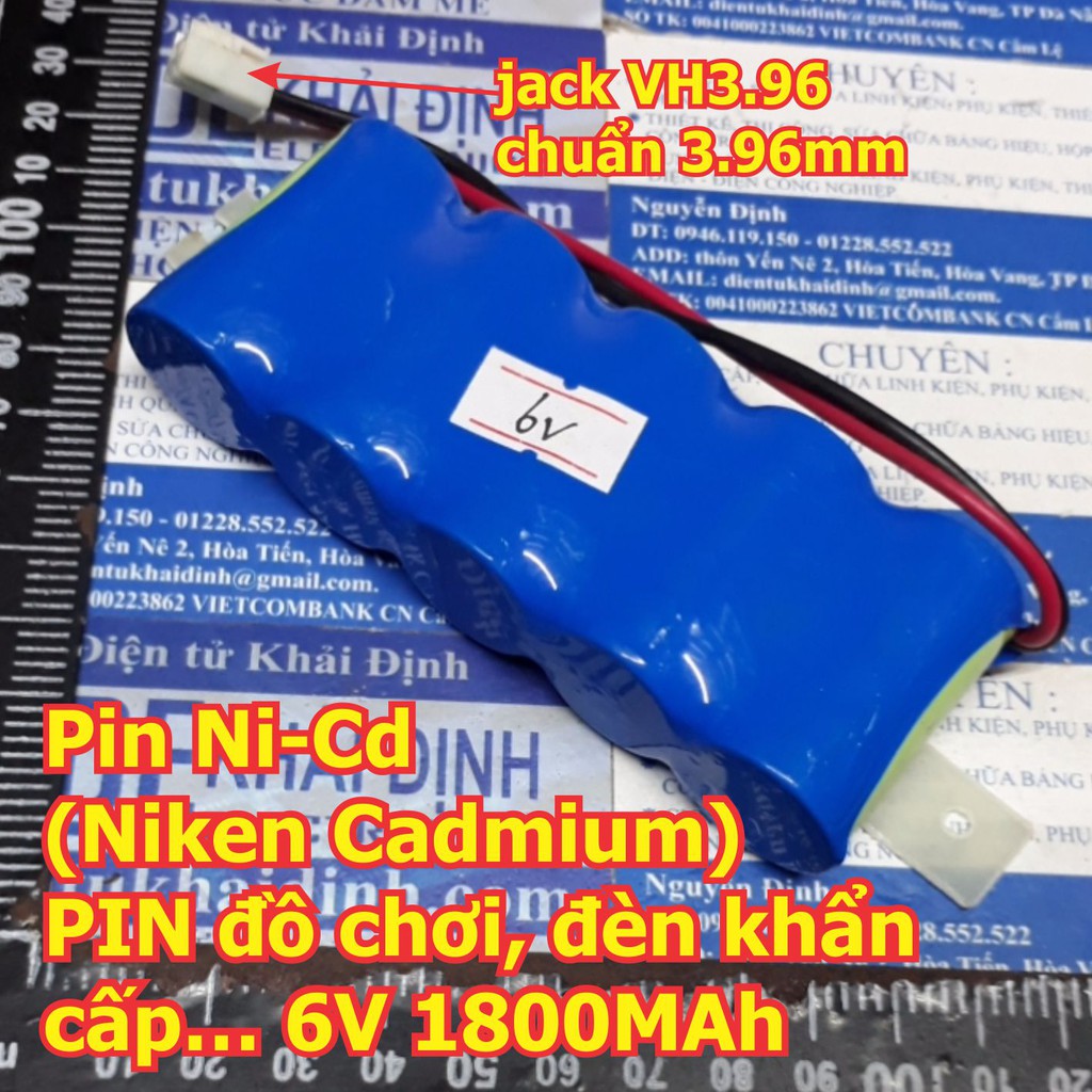 Pin Ni-Cd (Niken Cadmium) PIN đồ chơi, đèn khẩn cấp… 6V 1800MAh, 110x43x22mm kde6266