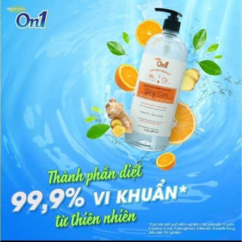 Nước Rửa Chén On1 Tinh Dầu Gừng Cam 1KG