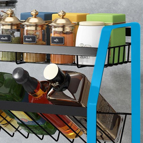 Kệ gia vị 4 tầng bằng thép chống gỉ sơn tĩnh điện 2 ngang, 2 dốc hàng nhập khẩu