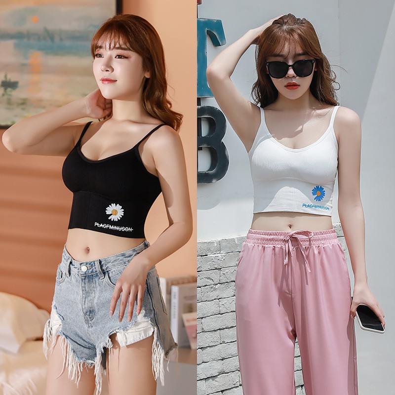 Bra tập thể thao, bra cotton, áo ngực bra co giãn hoa cúc AB121