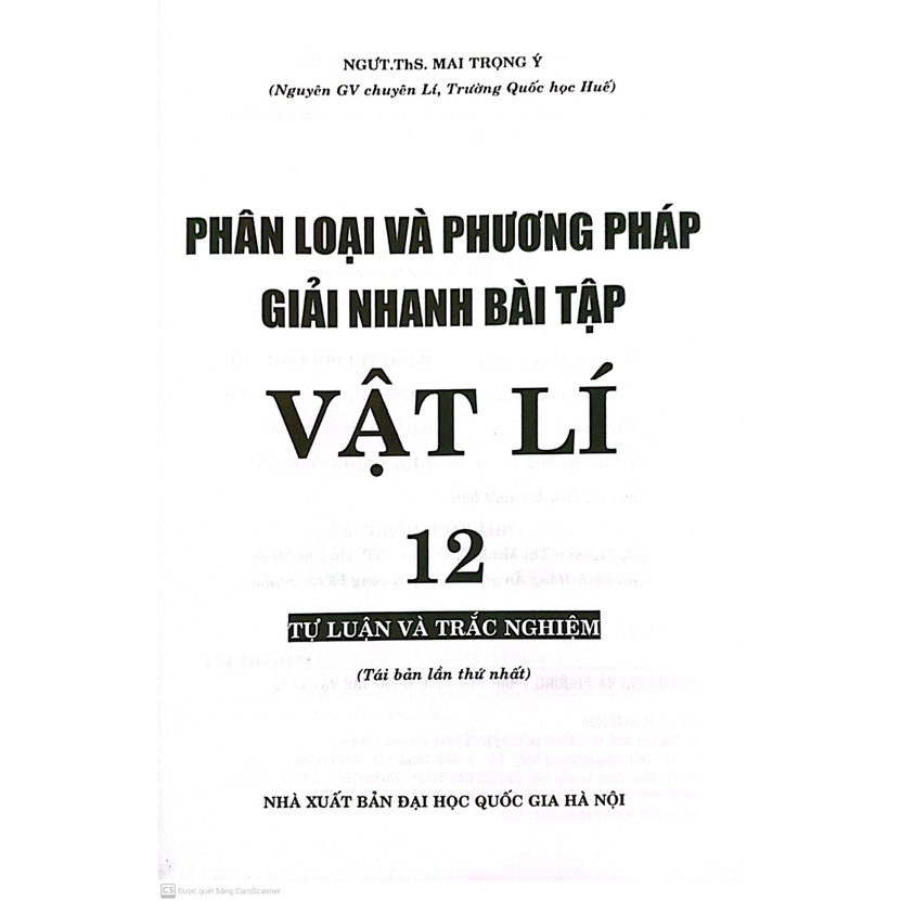 Sách - Phân loại và phương pháp giải nhanh bài tập Vật Lí 12