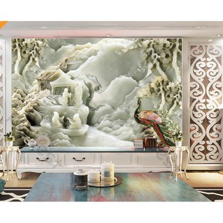 Tranh dán tường Tranh phong thủy tường đá trang nghiêm, tranh dán tường 3d hiện đại (tích hợp sẵn keo) MS630975