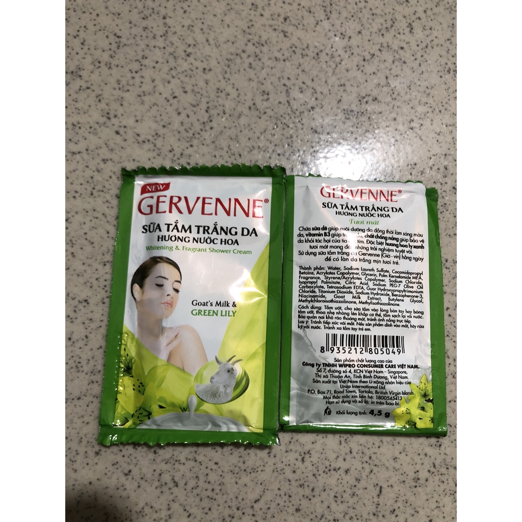 Sữa Tắm trắng da Gervenne 3 gói