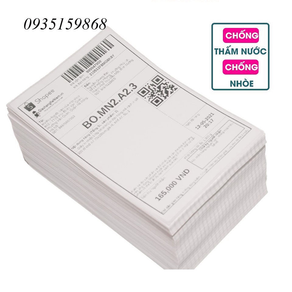 Giấy In Nhiệt A6 Size 100x150mm -Tệp 500 Tờ,In Đơn TMĐT, Tem Nhã Vận Chuyển A6 Có Sẵn Lớp Keo Dính Sẵn