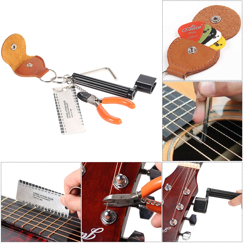 Bộ Dụng Cụ Cắt Dây Đàn Guitar 5 Trong 1 Gồm Thước Đo Dây + Thước Đo Dây + Kìm Cắt + Nhíp