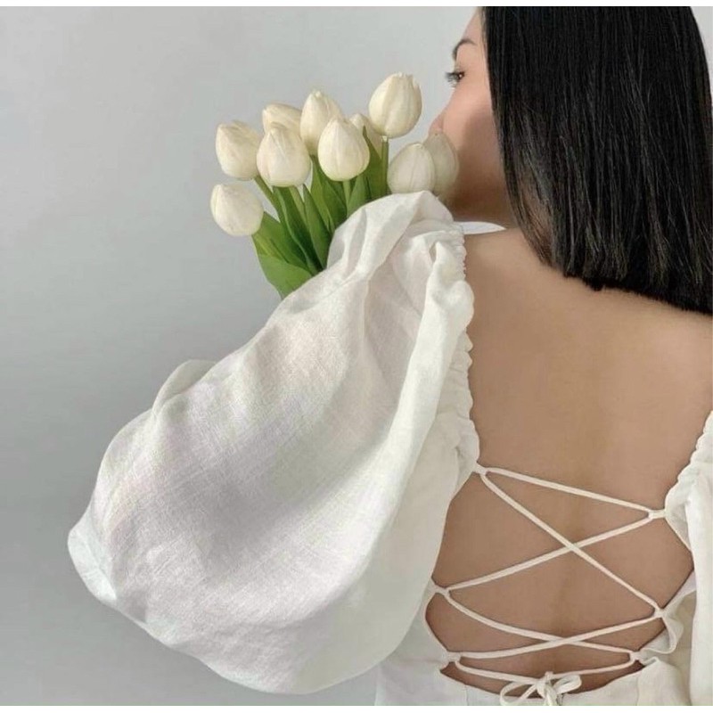 Đầm Xinh LYLY MINI DRESS Thiết kế hở lưng đan dây thanh lịch chất linen thun dày dặn có sẵn mút ngực | BigBuy360 - bigbuy360.vn